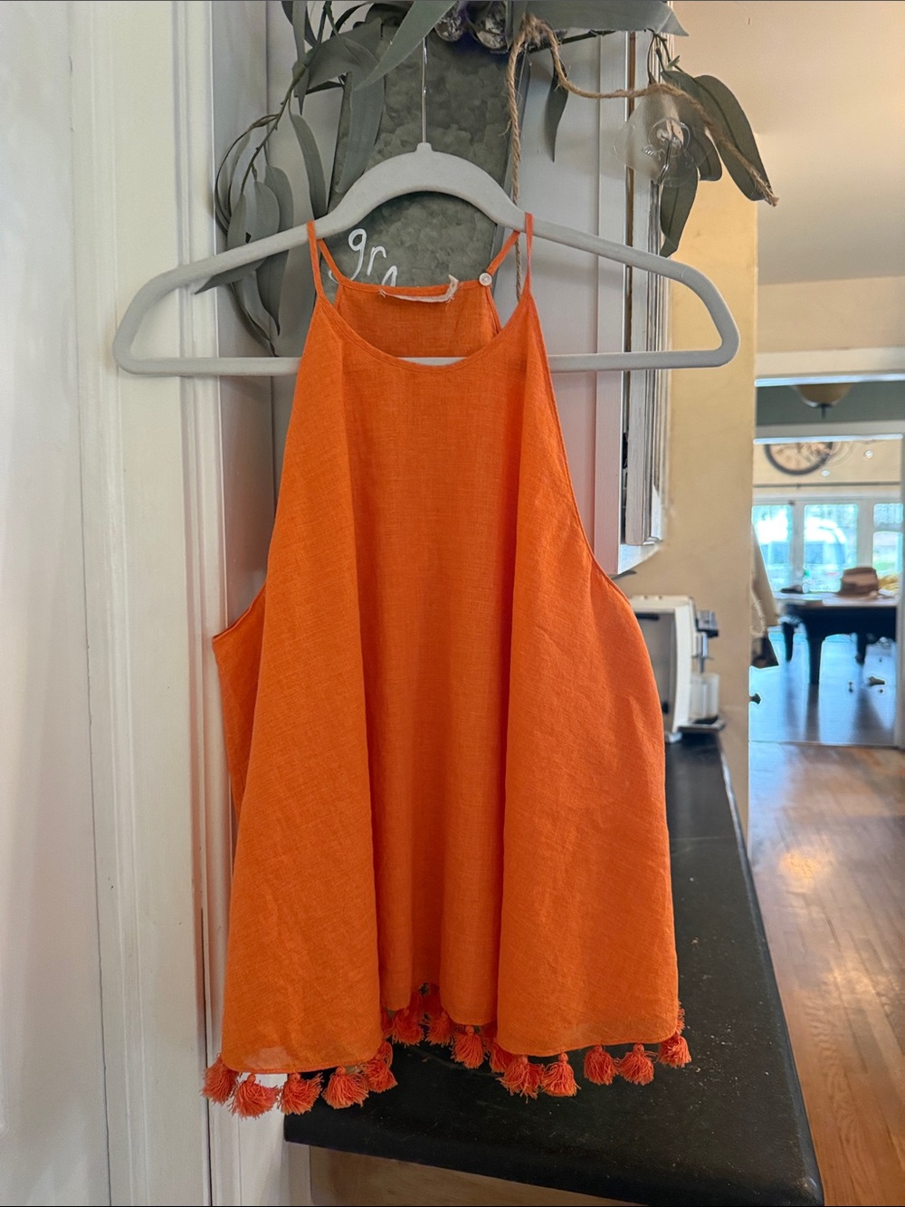Tory Burch Orange Tassel-Trim Halter Camisole